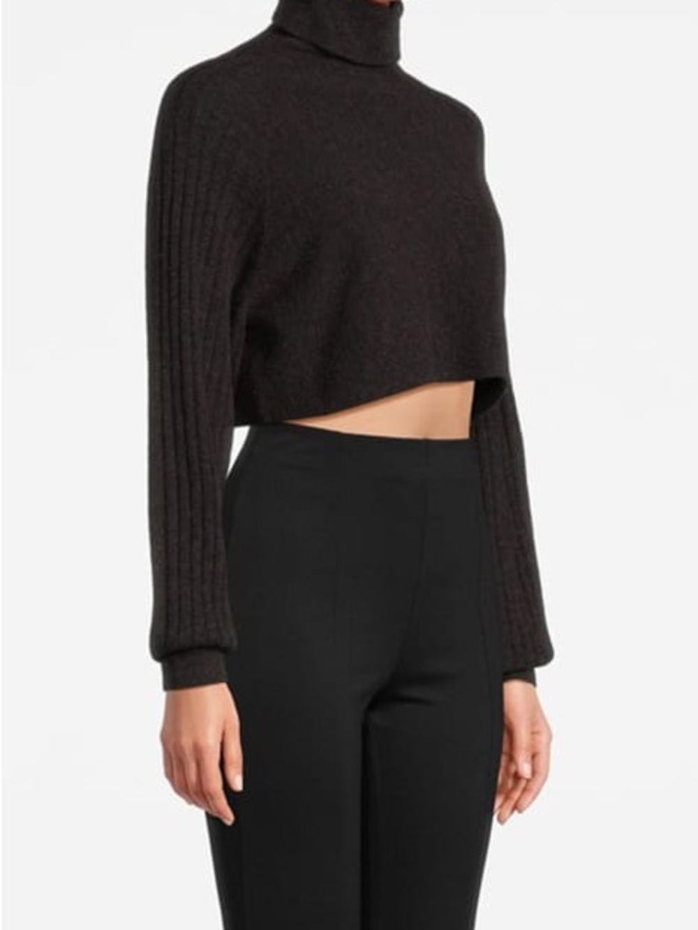 NWT $329 ALL SAINTS Margot Jumper Wool Blend Cropped Sweater, Bitter Brown - Picture 4 of 16